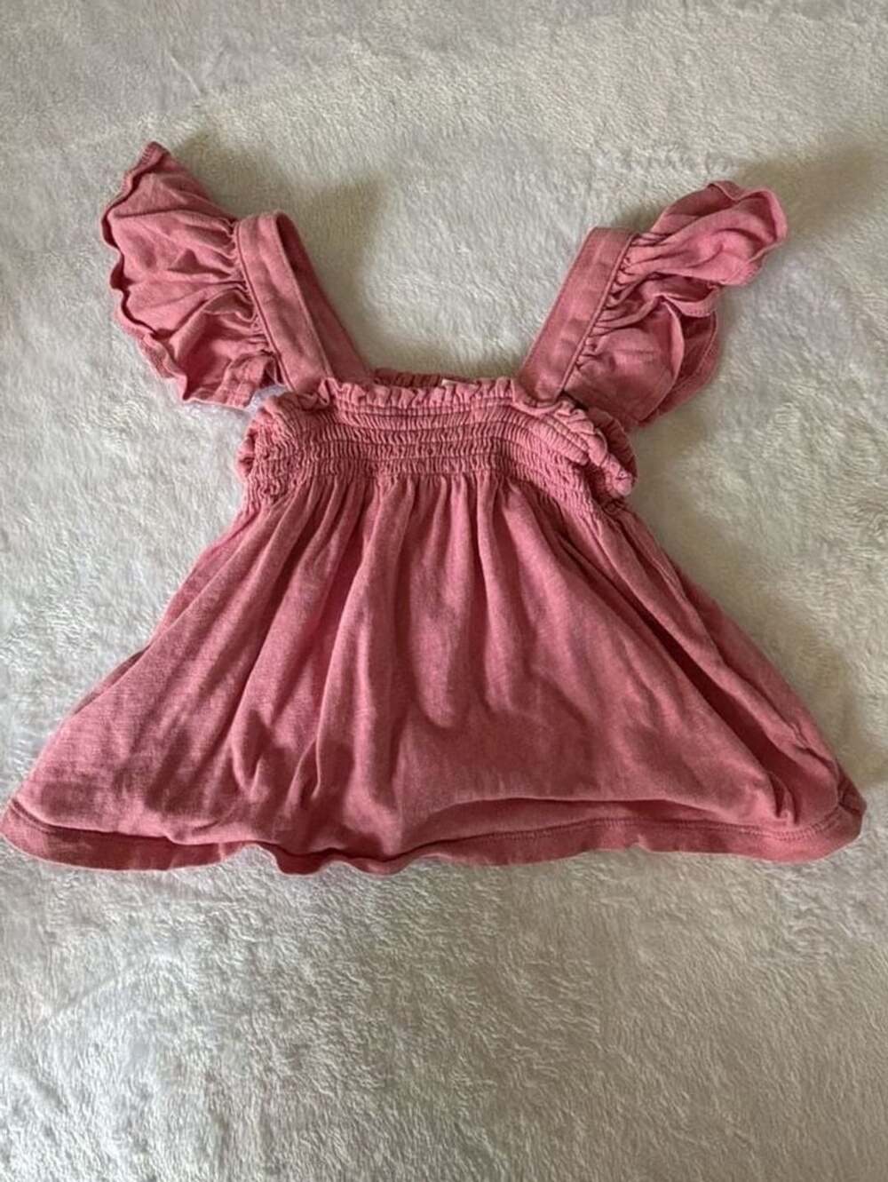 Crewcuts Ruffle Strap Smocked Top Size 6-7 Pink Cotton